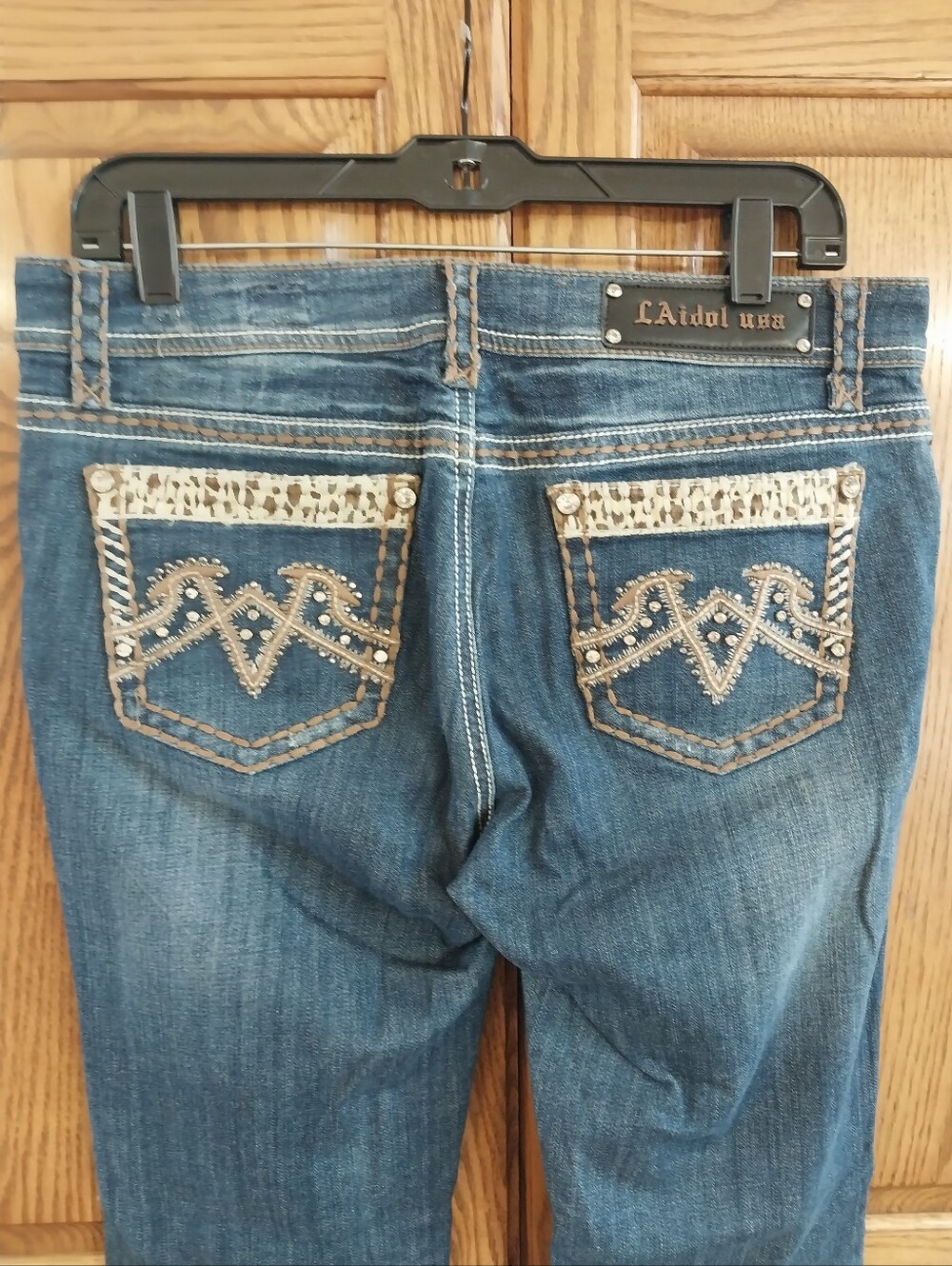 LA Idol Jeans USA Mid-Rise Bootcut Jeans Size 11 Med Blue Embellished Y2k Retro
